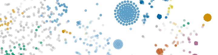 Partial views of colorful scatterplots.